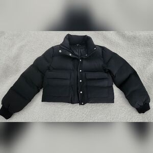 Black Cropped Puffer Jacket (Med)